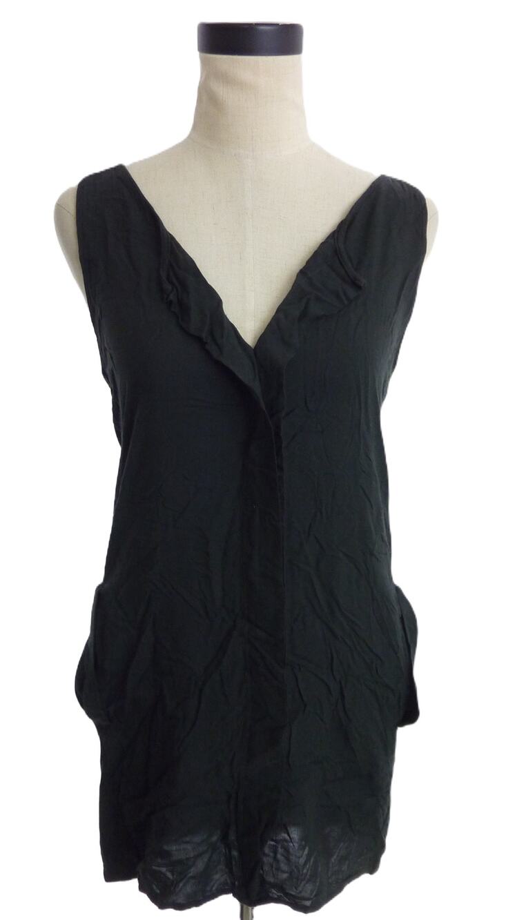 Zara Trafaluc Dark Gray Tunic Top Small V-Neck Sleeveless